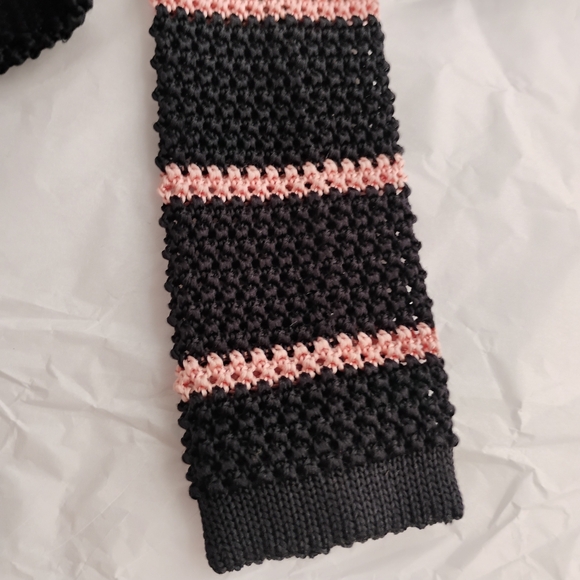 RALPH Purple Label knit tie Mens skinny striped silk tie - Picture 10 of 11